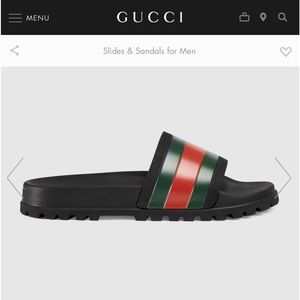 Gucci Mens Web rubber slide sandal